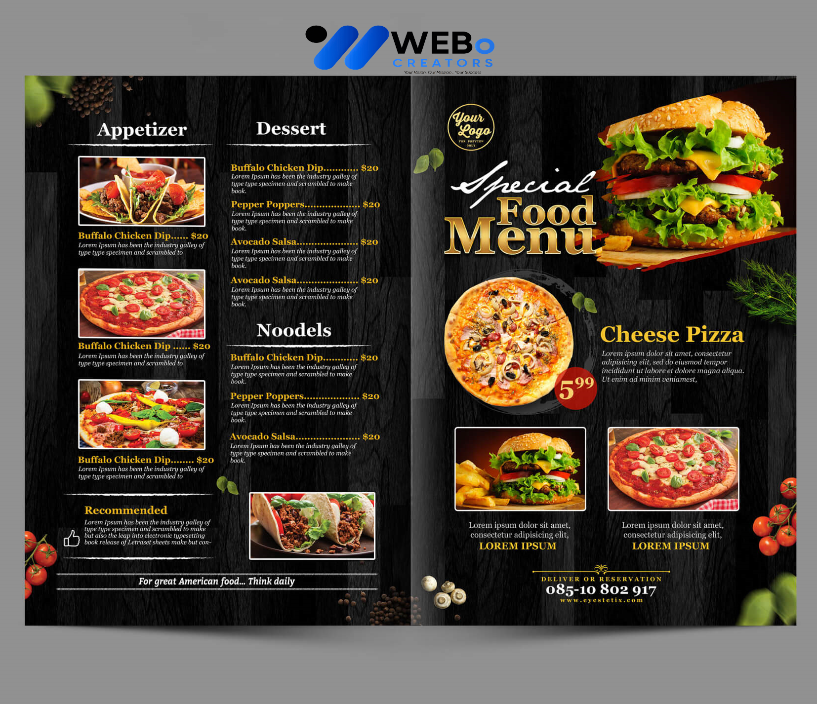 Modern restaurant menu design Gold Coast, AU 2026 café menu layout food branding design services